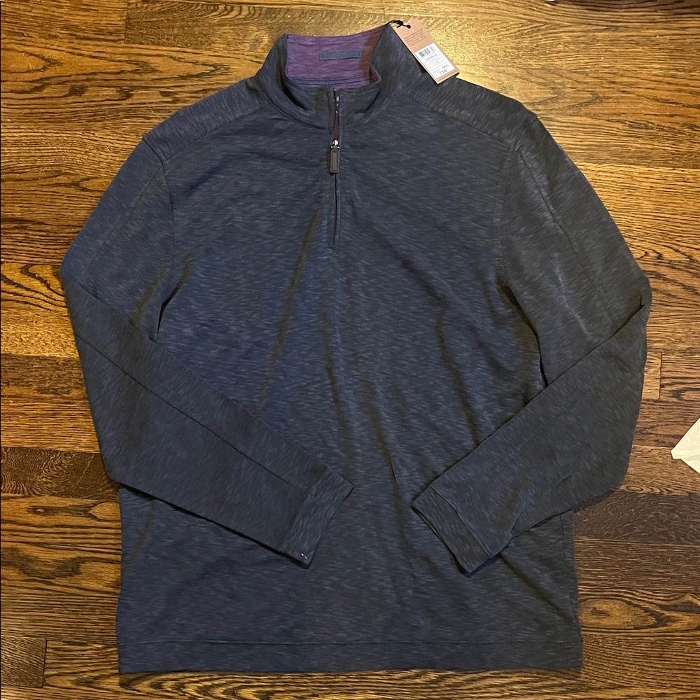 Johnston & Murphy Grey Quarter Zip Sweater. Large. NWT